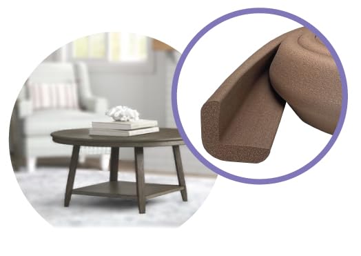 KidKusion Baby Proof Edge Cushion Protector | Made in USA | Foam Rubber Furniture and Fireplace Edge Guard Bumper | Brown | 12 Ft | Tape Included - Image 4